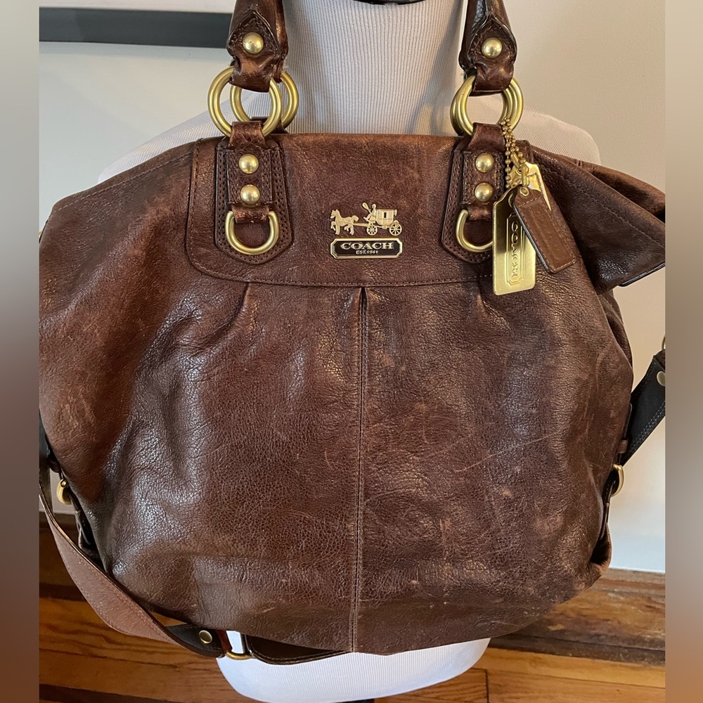 Coach Madison Satchel Brown leather. Good used condition. See photos!